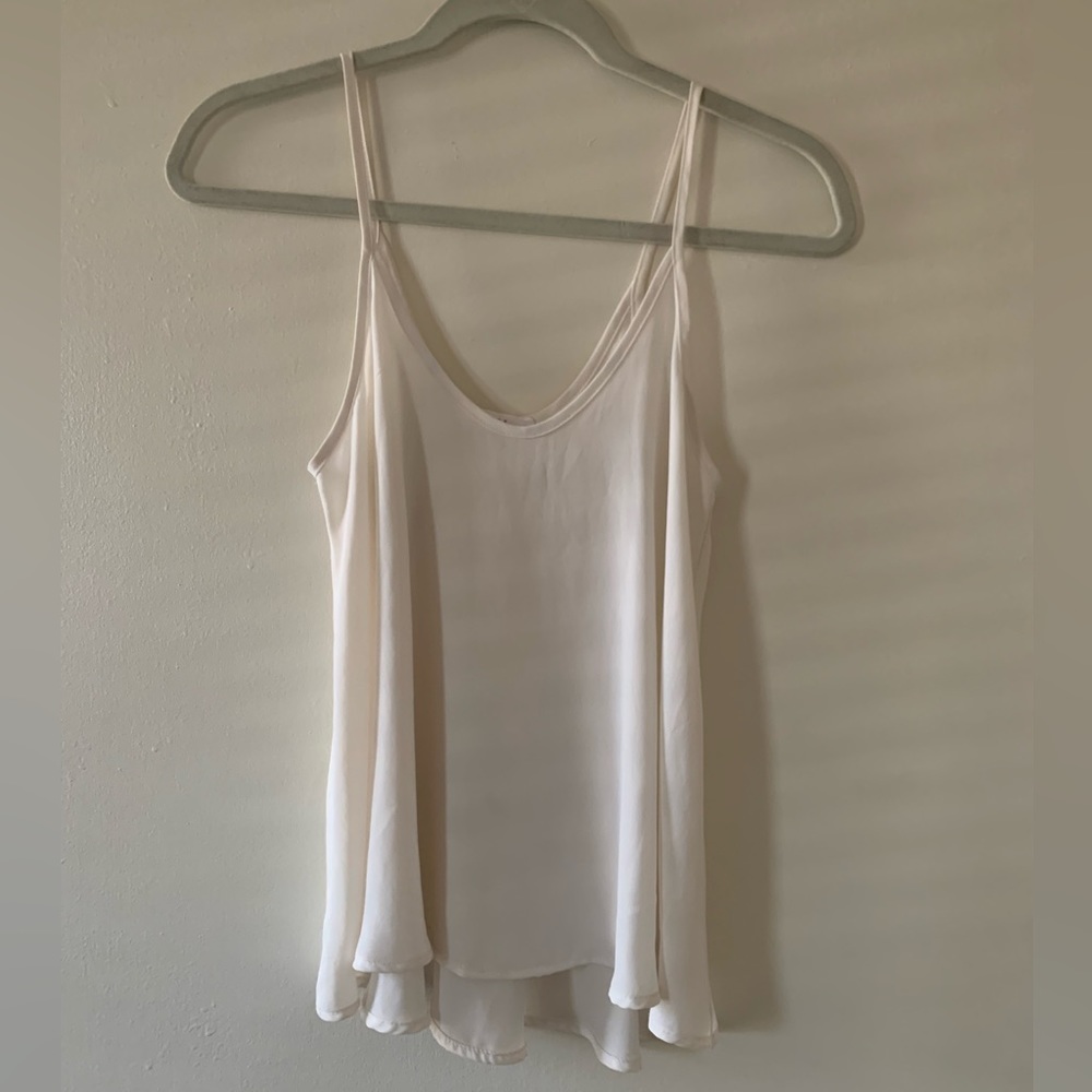 LUSH cream scoop neck chiffon flowy top